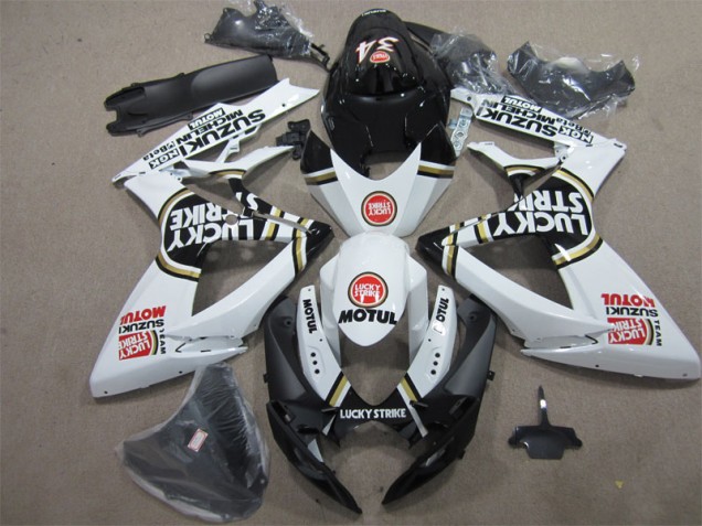 2006-2007 Schwarz Weiß Lucky Strike Motul Suzuki GSXR 600 Motorrad Verkleidung 2006-2007 Schwarz Weiß Lucky Strike Motul Suzuki GSXR 600 Motorrad Verkleidung