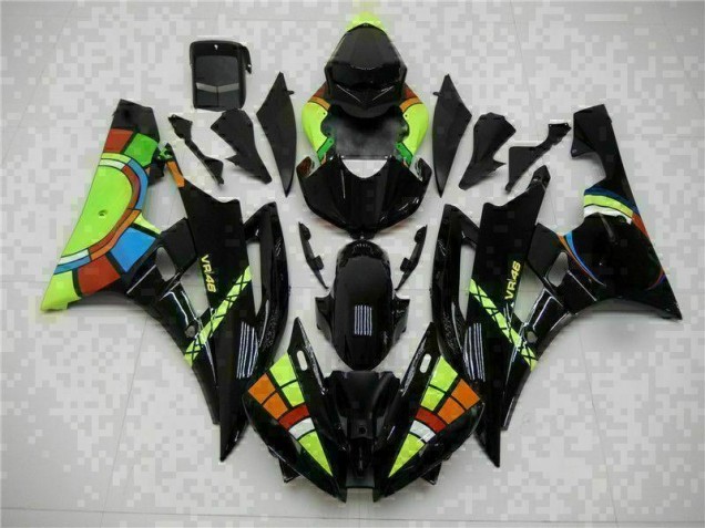2006-2007 Schwarz Yamaha YZF R6 Motorrad Vollverkleidung 2006-2007 Schwarz Yamaha YZF R6 Motorrad Vollverkleidung