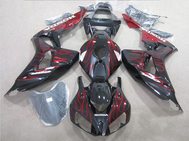 2006-2007 Schwarz rote Flamme Honda CBR1000RR Motorrad Verkleidung 2006-2007 Schwarz rote Flamme Honda CBR1000RR Motorrad Verkleidung