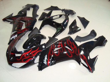 2006-2007 Schwarz rote Flamme Kawasaki ZX10R Motorrad Verkleidung