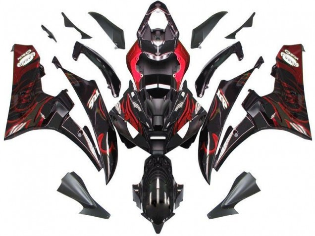 2006-2007 Schwarz rote Flamme Yamaha YZF R6 Motorrad Verkleidung 2006-2007 Schwarz rote Flamme Yamaha YZF R6 Motorrad Verkleidung
