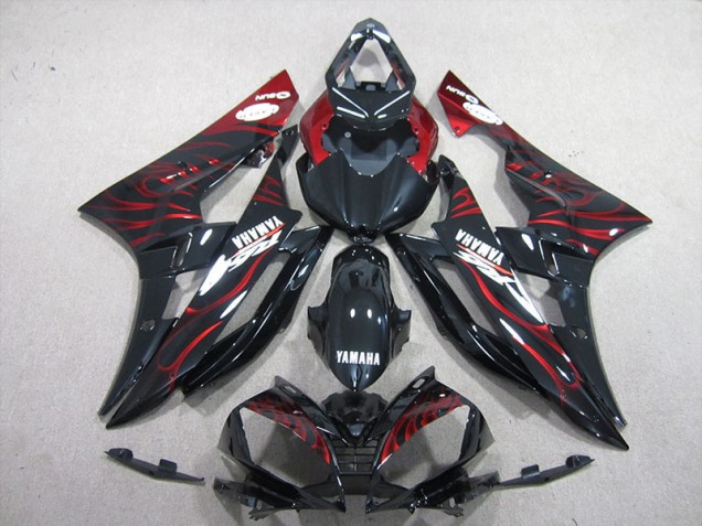 2006-2007 Schwarz rote Flamme Yamaha YZF R6 Motorrad Verkleidungen 2006-2007 Schwarz rote Flamme Yamaha YZF R6 Motorrad Verkleidungen