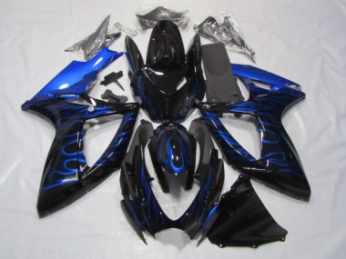 2006-2007 Schwarze Blau Flamme Suzuki GSXR 750 Motorrad Verkleidung