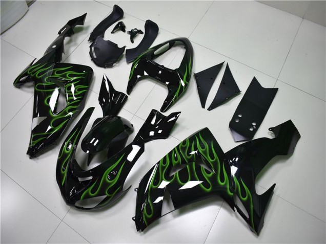 2006-2007 Schwarze grüne Flamme Kawasaki ZX10R Motorrad Verkleidung 2006-2007 Schwarze grüne Flamme Kawasaki ZX10R Motorrad Verkleidung