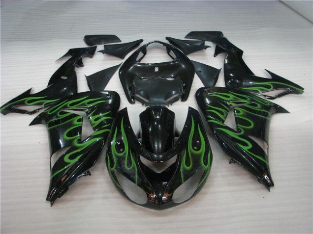2006-2007 Schwarze grüne Flamme Kawasaki ZX10R Motorrad Verkleidung 2006-2007 Schwarze grüne Flamme Kawasaki ZX10R Motorrad Verkleidung