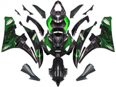 2006-2007 Schwarze grüne Flamme Yamaha YZF R6 Motorrad Verkleidung