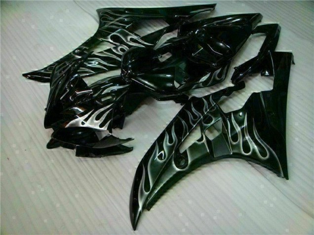 2006-2007 Silber Flamme Schwarz Yamaha YZF R6 Motorrad Verkleidung 2006-2007 Silber Flamme Schwarz Yamaha YZF R6 Motorrad Verkleidung
