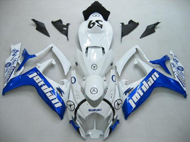 2006-2007 Weiß Blau Jordan Suzuki GSXR 600 Motorrad Verkleidung 2006-2007 Weiß Blau Jordan Suzuki GSXR 600 Motorrad Verkleidung