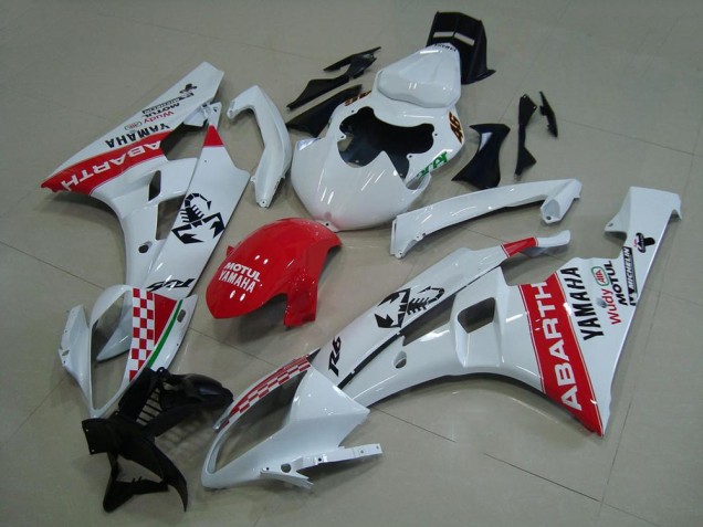 2006-2007 Weiß Rot Abarth Yamaha YZF R6 Motorrad Verkleidung 2006-2007 Weiß Rot Abarth Yamaha YZF R6 Motorrad Verkleidung