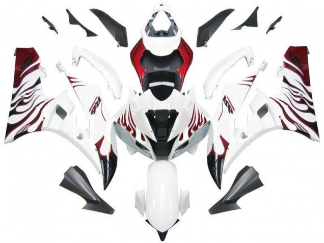 2006-2007 Weiß Rot Flamme Yamaha YZF R6 Motorrad Verkleidung 2006-2007 Weiß Rot Flamme Yamaha YZF R6 Motorrad Verkleidung