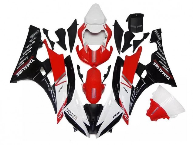 2006-2007 Weiß Rot Schwarz Yamaha YZF R6 Motorrad Verkleidungen 2006-2007 Weiß Rot Schwarz Yamaha YZF R6 Motorrad Verkleidungen