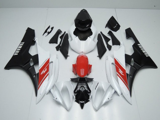 2006-2007 Weiß Rot Und Matt Schwarz Yamaha YZF R6 Motorrad Verkleidung 2006-2007 Weiß Rot Und Matt Schwarz Yamaha YZF R6 Motorrad Verkleidung