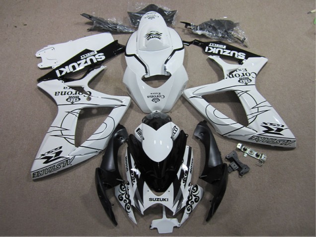 2006-2007 Weiß Schwarz Corona Extra Suzuki GSXR 600 Motorrad Verkleidung
