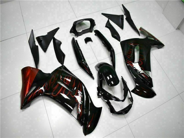 2006-2008 Rot Flamme Kawasaki EX650 Motorrad Verkleidung
