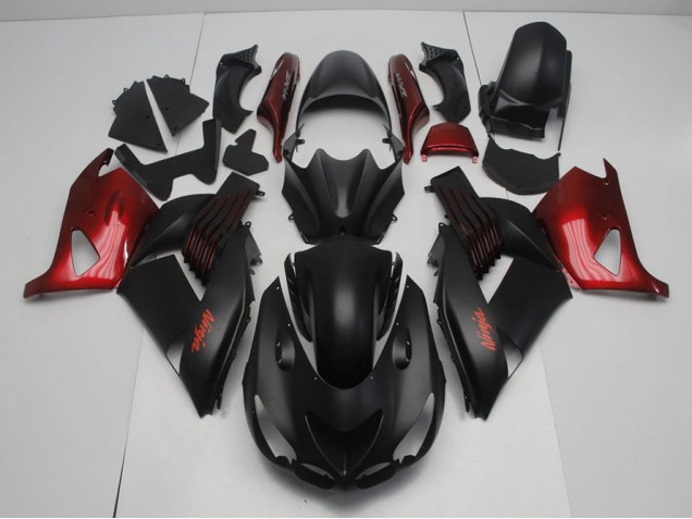 2006-2011 Matt Schwarz und Rot Kawasaki ZX14R ZZR1400 Motorrad Verkleidung 2006-2011 Matt Schwarz und Rot Kawasaki ZX14R ZZR1400 Motorrad Verkleidung