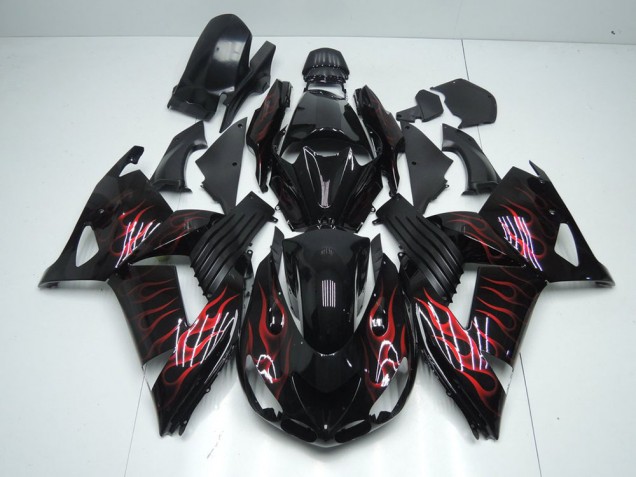 2006-2011 Rot Flamme Kawasaki ZX14R ZZR1400 Motorrad Verkleidung 2006-2011 Rot Flamme Kawasaki ZX14R ZZR1400 Motorrad Verkleidung
