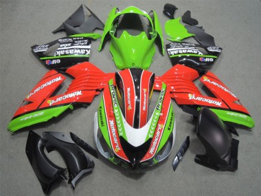 2006-2011 Rot Grün Motocard Kawasaki ZX14R ZZR1400 Motorrad Verkleidung