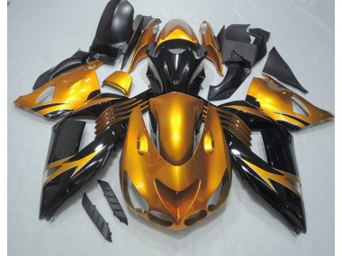2006-2011 Schwarz Gold Kawasaki ZX14R ZZR1400 Motorrad Verkleidung