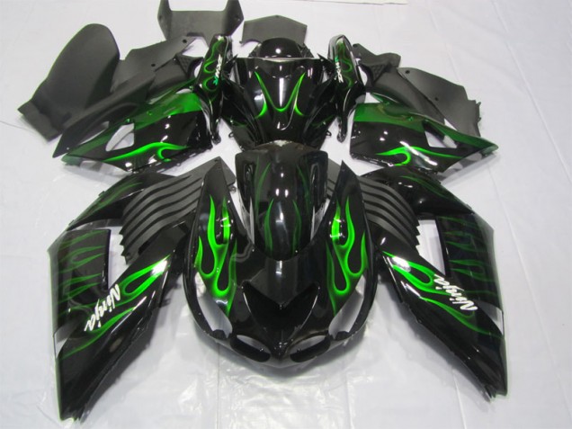 2006-2011 Schwarze grüne Flamme Ninja Kawasaki ZX14R ZZR1400 Motorrad Verkleidung 2006-2011 Schwarze grüne Flamme Ninja Kawasaki ZX14R ZZR1400 Motorrad Verkleidung