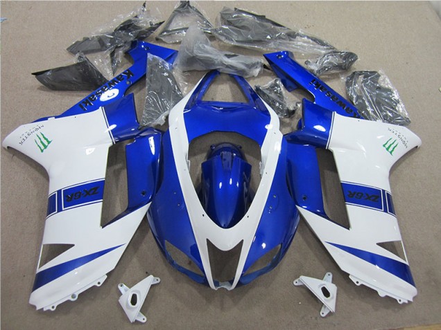 2007-2008 Blau Weiß Monster Kawasaki ZX6R Motorrad Verkleidung 2007-2008 Blau Weiß Monster Kawasaki ZX6R Motorrad Verkleidung