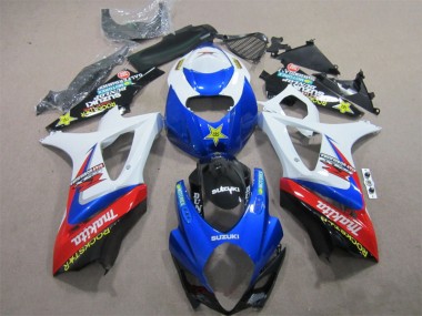 2007-2008 Blau Weiß Rockstar Suzuki GSXR 1000 Motorrad Verkleidung