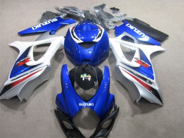 2007-2008 Blau Weiß Suzuki GSXR 1000 Motorrad Verkleidung Komplett Sets