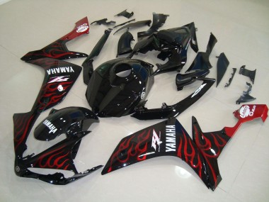 2007-2008 Glänzend Schwarz Flamme Yamaha YZF R1 Motorrad Verkleidung