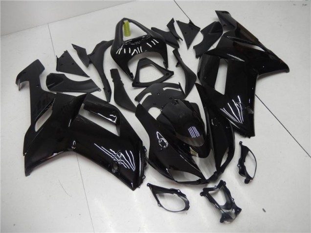 2007-2008 Glänzend Schwarz Kawasaki ZX6R Motorrad Verkleidungen