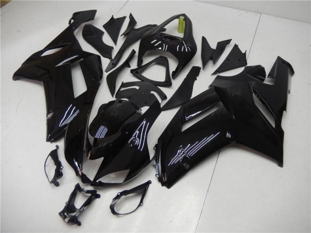 2007-2008 Glänzend Schwarz Kawasaki ZX6R Motorrad Verkleidungen