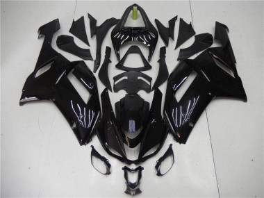 2007-2008 Glänzend Schwarz Kawasaki ZX6R Motorrad Verkleidungen