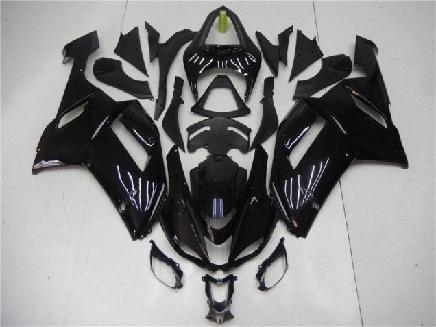 2007-2008 Glänzend Schwarz Kawasaki ZX6R Motorrad Verkleidungen