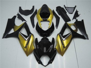 2007-2008 Gold Schwarz Suzuki GSXR 1000 Motorrad Verkleidungen