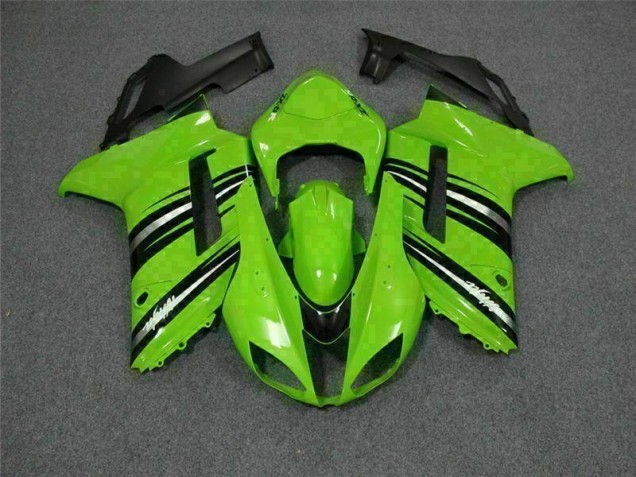 2007-2008 Grün Schwarz Kawasaki ZX6R Motorrad Verkleidung