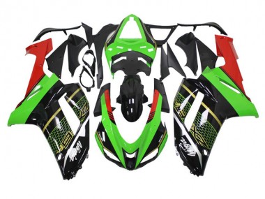 2007-2008 Grün Schwarz Kawasaki ZX6R Motorrad Verkleidungen