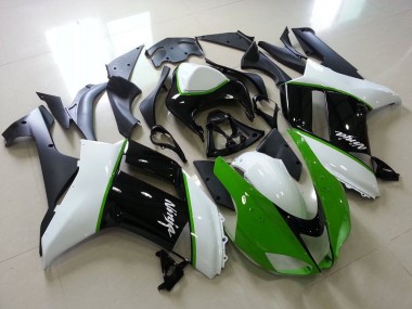2007-2008 Grün Schwarz Weiß Kawasaki ZX6R Motorrad Verkleidung