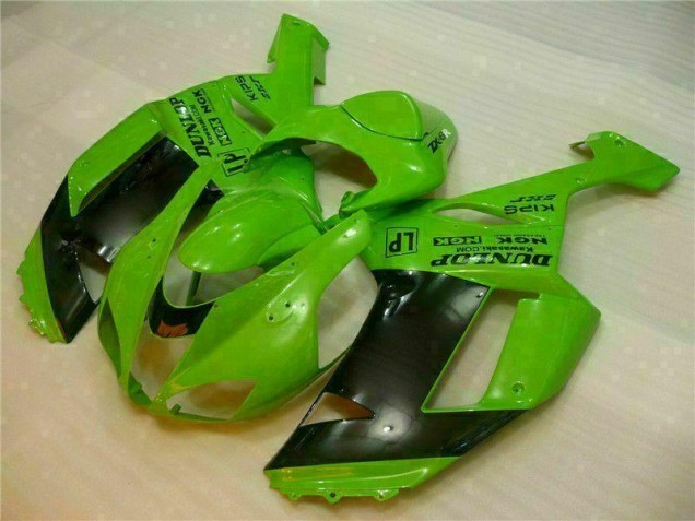 2007-2008 Grün Schwarzer Dunlop Kawasaki ZX6R Motorrad Verkleidung 2007-2008 Grün Schwarzer Dunlop Kawasaki ZX6R Motorrad Verkleidung