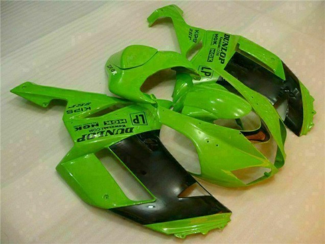 2007-2008 Grün Schwarzer Dunlop Kawasaki ZX6R Motorrad Verkleidung 2007-2008 Grün Schwarzer Dunlop Kawasaki ZX6R Motorrad Verkleidung