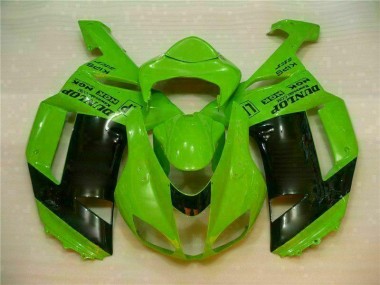 2007-2008 Grün Schwarzer Dunlop Kawasaki ZX6R Motorrad Verkleidung
