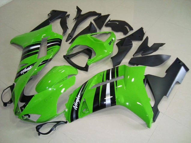 2007-2008 Grüne und silberne Streifen Kawasaki ZX6R Motorrad Verkleidung 2007-2008 Grüne und silberne Streifen Kawasaki ZX6R Motorrad Verkleidung