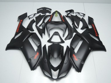 2007-2008 Matt Schwarz mit rotem Aufkleber Kawasaki ZX6R Motorrad Verkleidung