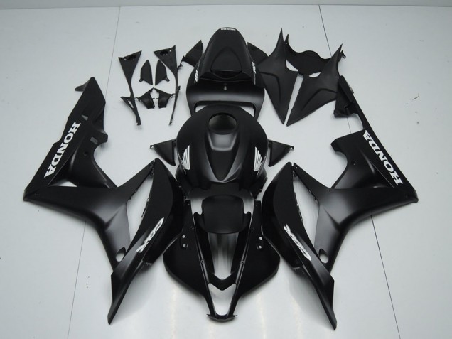 2007-2008 Matt Schwarz mit weißem Aufkleber Honda CBR600RR Motorrad Verkleidung 2007-2008 Matt Schwarz mit weißem Aufkleber Honda CBR600RR Motorrad Verkleidung