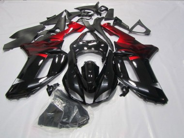 2007-2008 Schwarz Rot Kawasaki ZX6R Motorrad Verkleidung