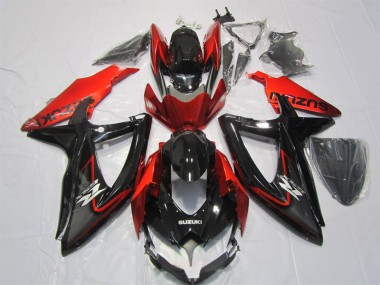 2007-2008 Schwarz Rot Suzuki GSXR 1000 Motorrad Verkleidungen