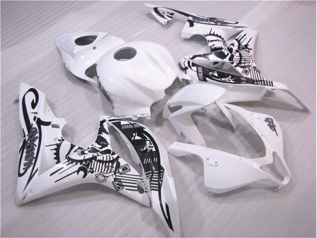 2007-2008 Schwarz Weiß Honda CBR600RR Motorrad Verkleidungen