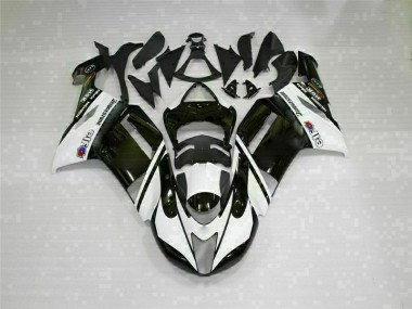2007-2008 Schwarz Weiß Kawasaki ZX6R Motorrad Verkleidungen