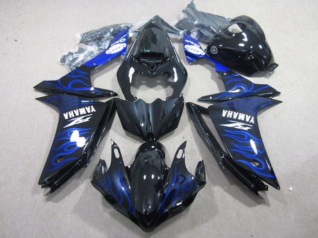 2007-2008 Schwarz mit Blaur Flamme Yamaha YZF R1 Motorrad Verkleidung