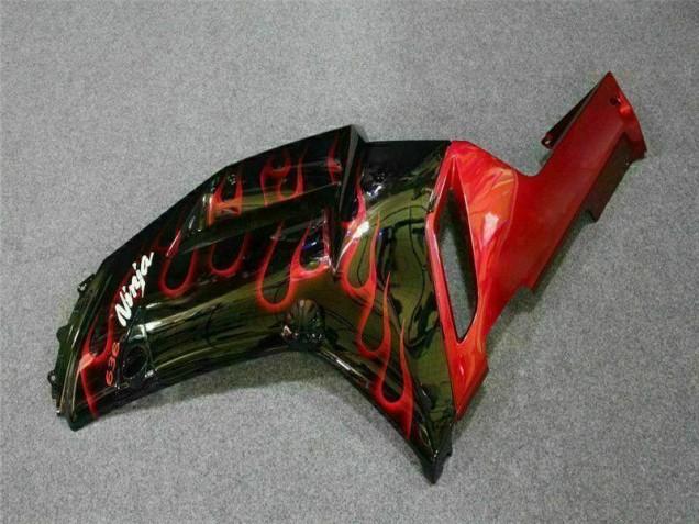 2007-2008 Schwarz rote Flamme Kawasaki ZX6R Motorrad Verkleidung 2007-2008 Schwarz rote Flamme Kawasaki ZX6R Motorrad Verkleidung