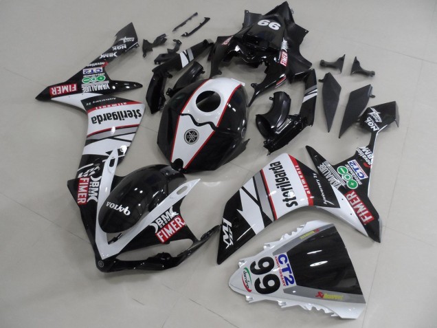 2007-2008 Schwarz weißes Aufkleberpaket Yamaha YZF R1 Motorrad Verkleidung 2007-2008 Schwarz weißes Aufkleberpaket Yamaha YZF R1 Motorrad Verkleidung