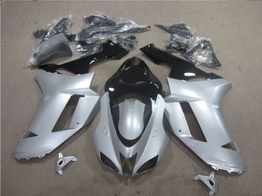 2007-2008 Silber Schwarz Kawasaki ZX6R Motorrad Verkleidung