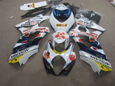 2007-2008 Weiß Blau Dunkel Hund Suzuki GSXR 1000 Motorrad Verkleidung